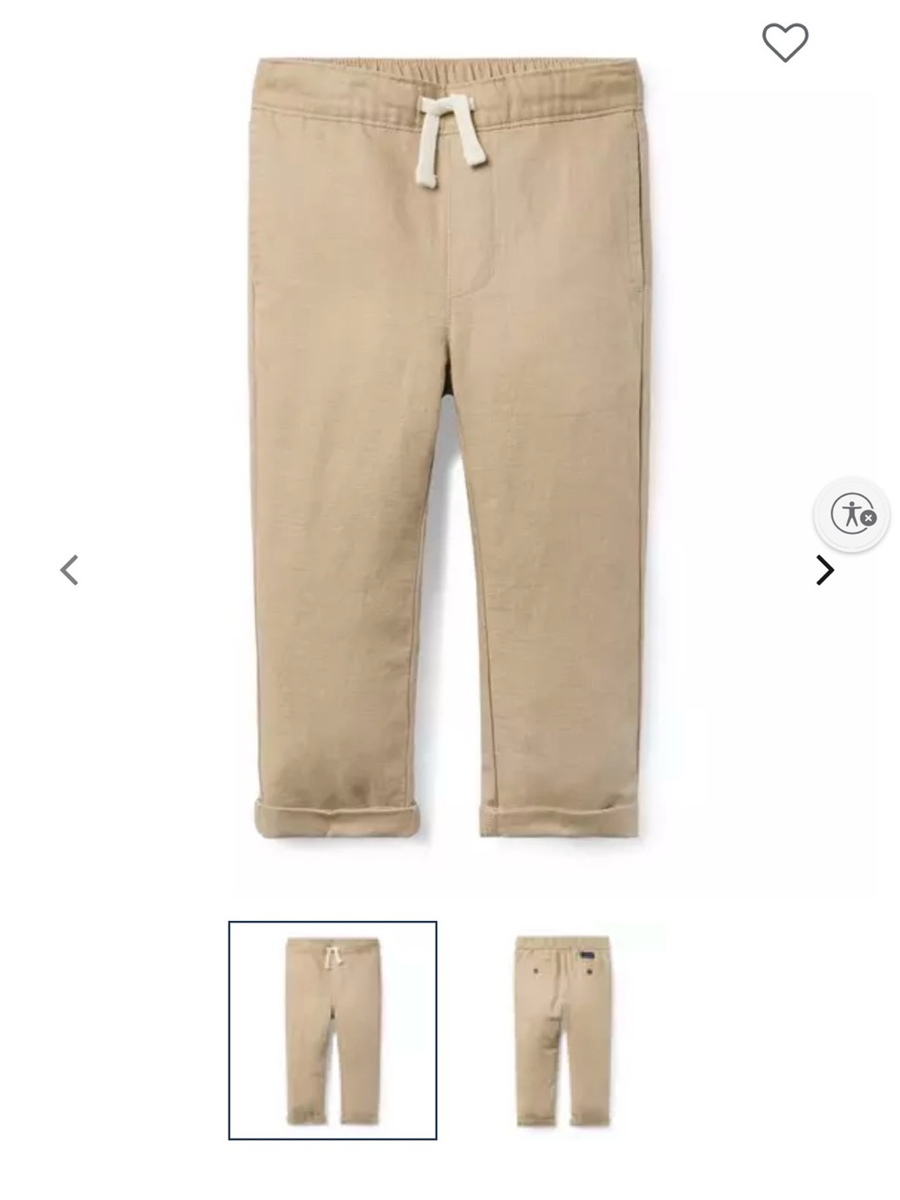 Classic Khaki Janie and Jack Linen-Cotton Cuffed Pant